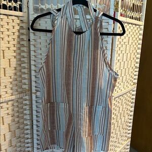 EMERY ROSE Striped Halter Romper Women's